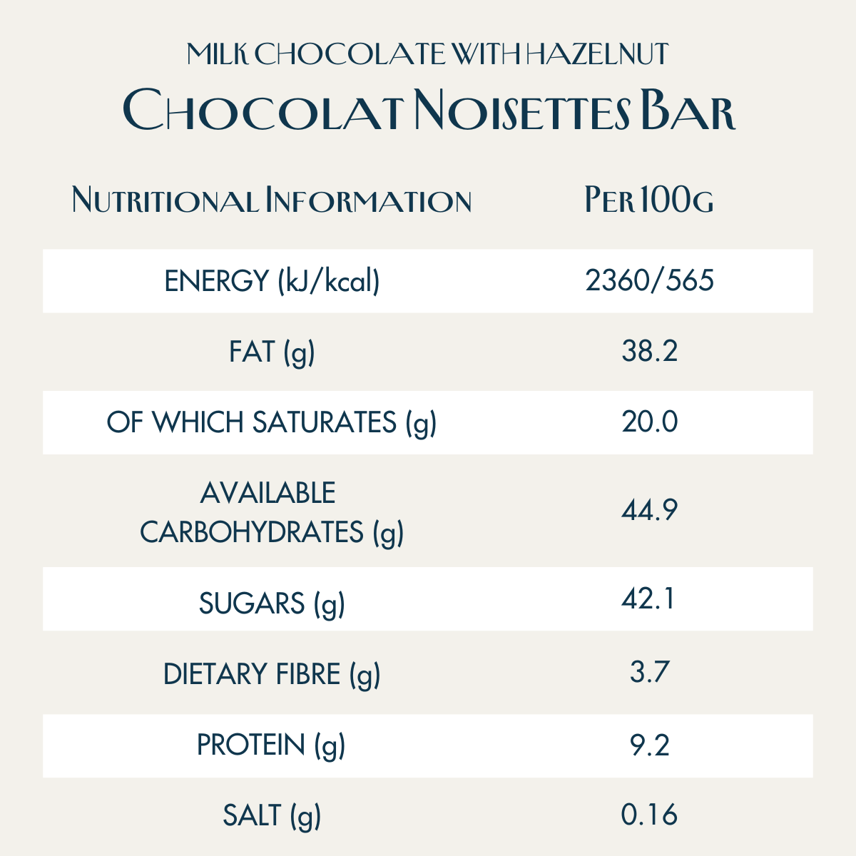 Chocolat Noisettes Bar